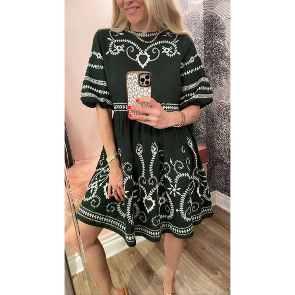 The Great The Peninsula Mini Dress Floral Embroidered Resort Lace XS-0 274755
